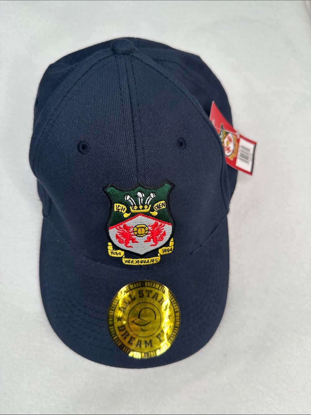 Navy blue Wrexham AFC Baseball cap traditional crest embroidered front.  M/L
